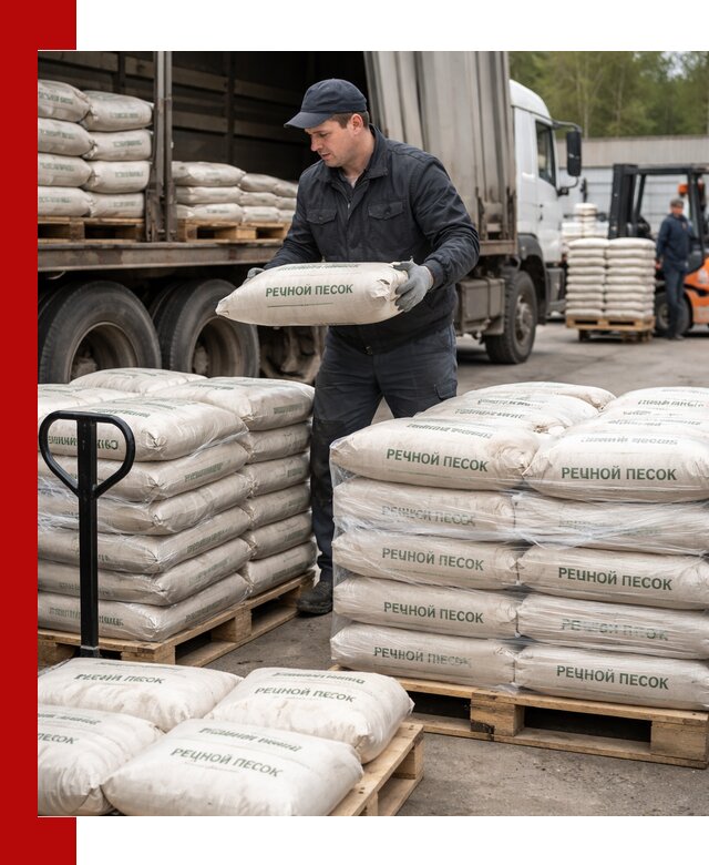 Речной песок в мешках с доставкой в Клинцах