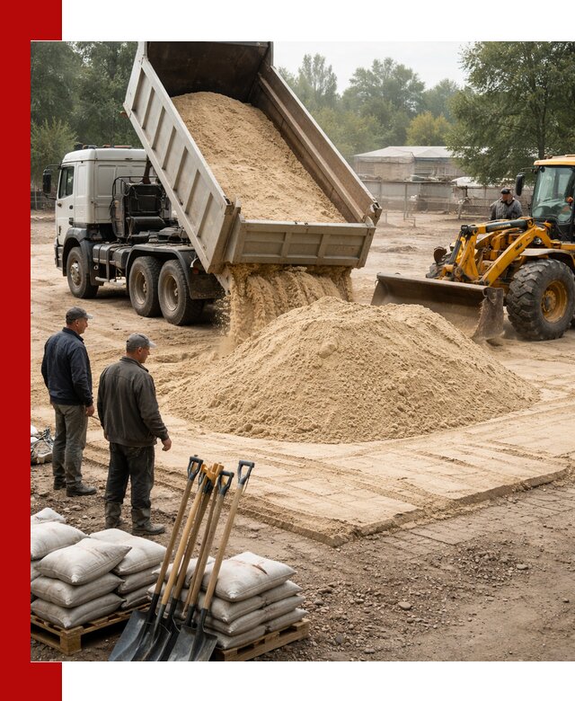 Доставка мытого песка в Клинцах с самосвалами по выгодной цене
