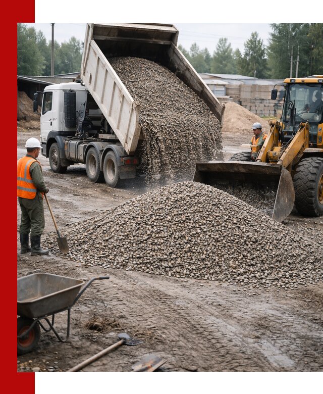 Мытый гравий с доставкой в Клинцах от карьера до участка