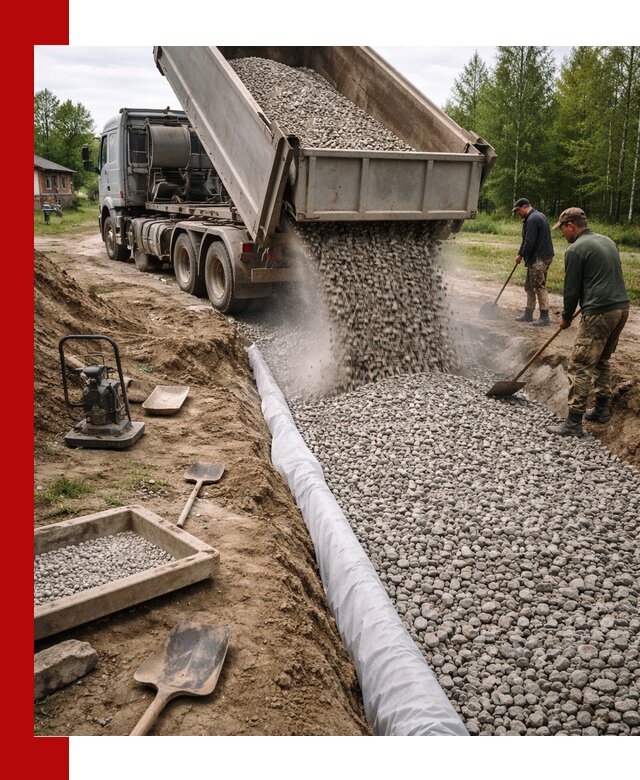 Гравий для дренажа с доставкой в Клинцах качественный и недорогой