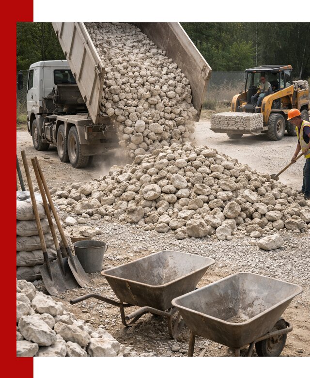 Доставка и продажа бутового известнякового камня в Клинцах