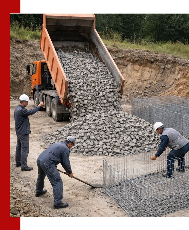 Камень для габионов с доставкой в Клинцах быстро и надёжно