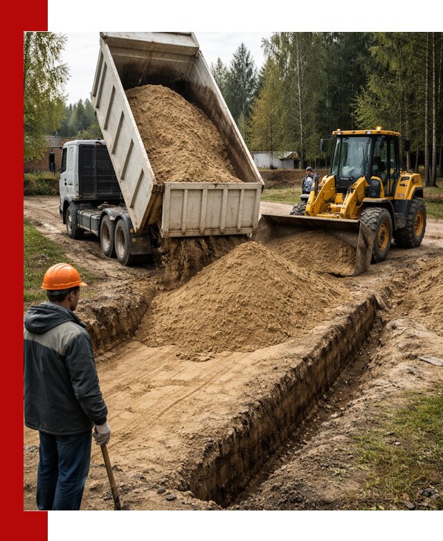 Доставка песчаного грунта в Клинцах для строительных работ