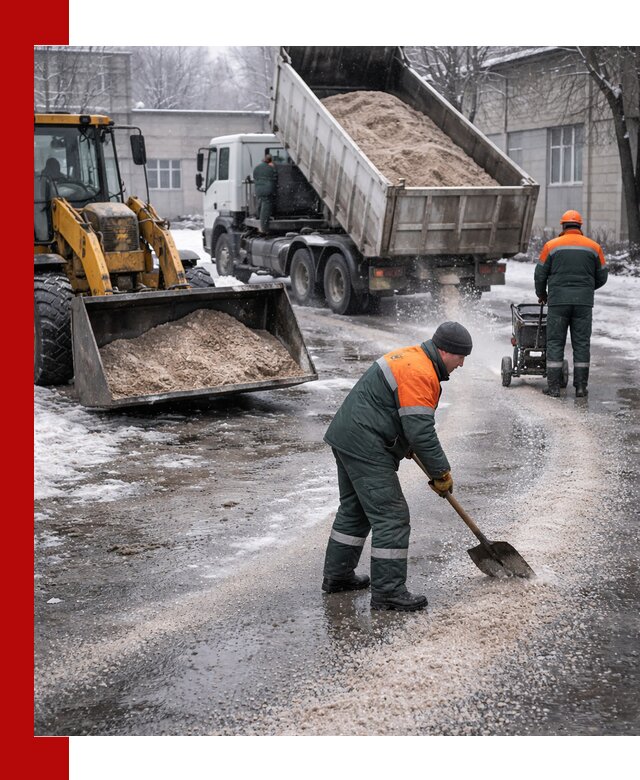 Реагент против гололеда с доставкой и нанесением в Клинцах