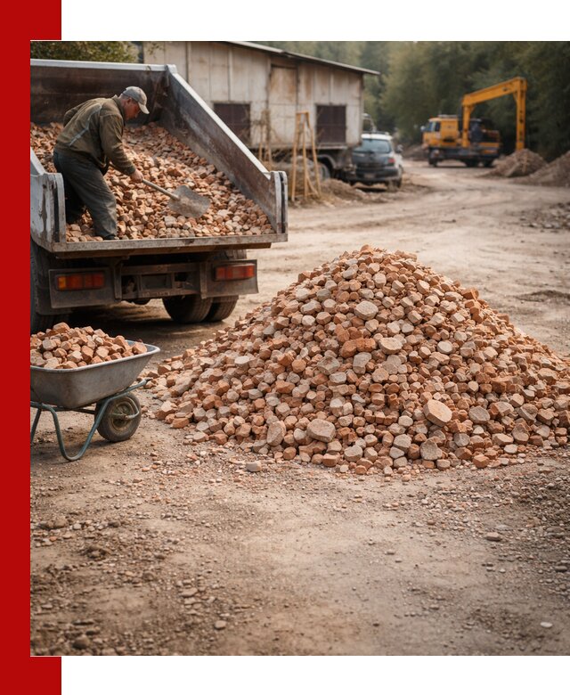 Доставка и подушка из боя кирпича с разгрузкой в Клинцах