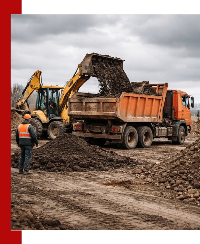 Вывоз грунта и строительного мусора в Клинцах грузовыми самосвалами