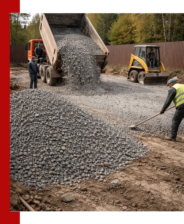 Отсыпка участка щебнем с доставкой и уплотнением в Клинцах